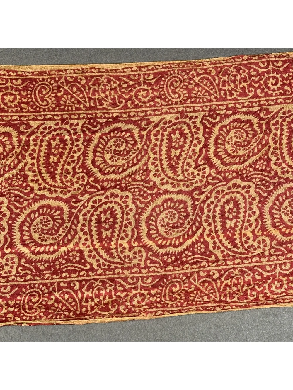 Vintage Red and Orange Paisley Print Silk Scarf